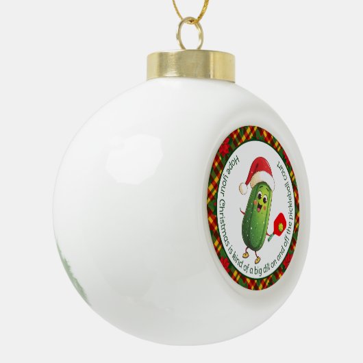 Aangepaste tekst Santa's Pickleball Rally Keramische Bal Ornament (Links)