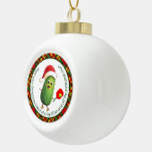 Aangepaste tekst Santa's Pickleball Rally Keramische Bal Ornament (Rechts)