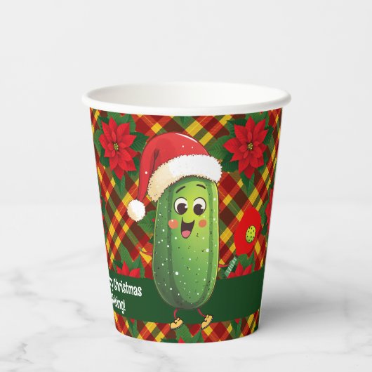 Aangepaste tekst Santa's Pickleball Rally Papieren Bekers (Achterkant)