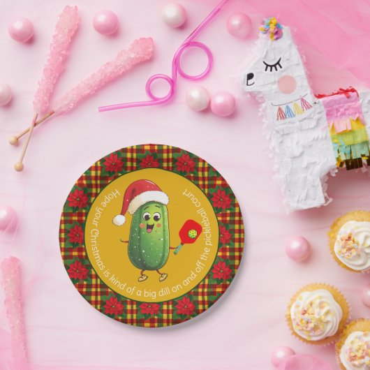 Aangepaste tekst Santa's Pickleball Rally Papieren Bordje (Feest)