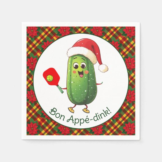 Aangepaste tekst Santa's Pickleball Rally Servet (Voorkant)