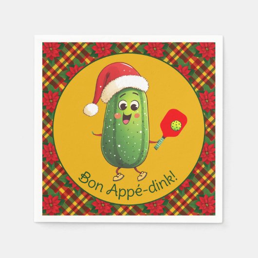 Aangepaste tekst Santa's Pickleball Rally Servet (Voorkant)