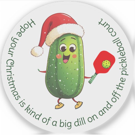 Aangepaste tekst Santa's Pickleball Rally Sticker (Voorkant)