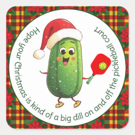 Aangepaste tekst Santa's Pickleball Rally Vierkante Sticker