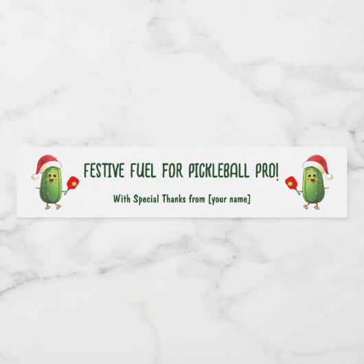Aangepaste tekst Santa's Pickleball Rally Waterfles Etiket (Enkel label)