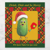 Aangepaste tekst Santa's Pickleball Rally Wijn Etiket (Enkel label)