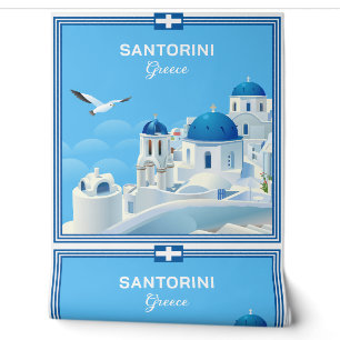 Aangepaste tekst Santorini Griekenland Behang