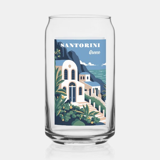 Aangepaste tekst Santorini Griekenland Blikvorm Glas (Achterkant)