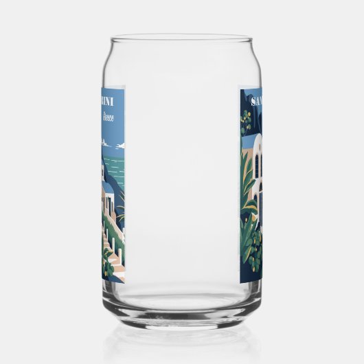Aangepaste tekst Santorini Griekenland Blikvorm Glas (Rechts)