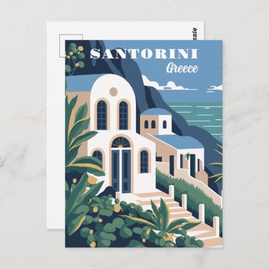 Aangepaste tekst Santorini Griekenland Briefkaart (Voorkant / Achterkant)