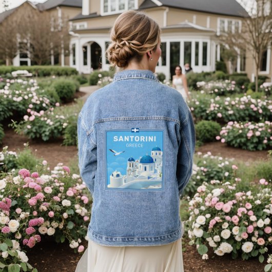 Aangepaste tekst Santorini Griekenland Denim Jacket (Huwelijk Achterkant)