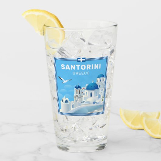 Aangepaste tekst Santorini Griekenland Glas (Voorkant ijs)