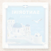 Aangepaste tekst Santorini Griekenland Glazen Onderzetter (Achterkant)