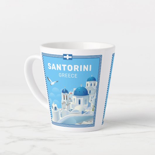 Aangepaste tekst Santorini Griekenland Latte Mok (Linkerhoek)