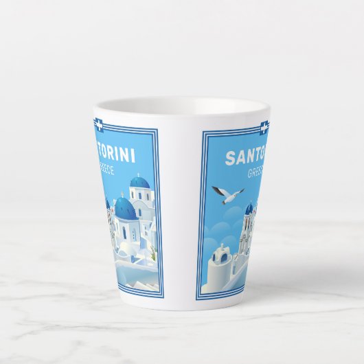 Aangepaste tekst Santorini Griekenland Latte Mok (Voorkant)