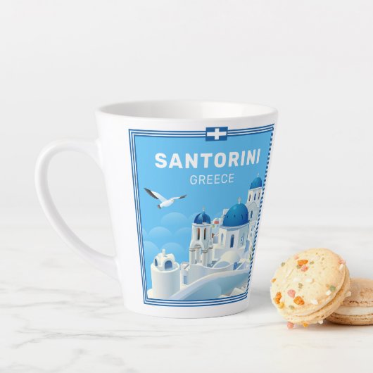 Aangepaste tekst Santorini Griekenland Latte Mok (In situ)