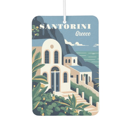 Aangepaste tekst Santorini Griekenland Luchtverfrisser (Voorkant)