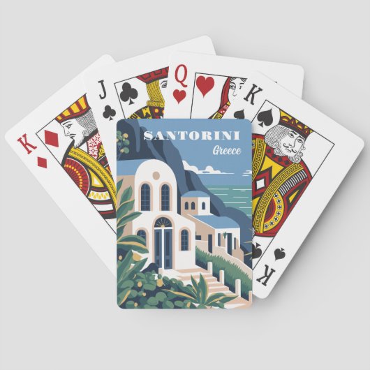 Aangepaste tekst Santorini Griekenland Pokerkaarten (Achterkant)