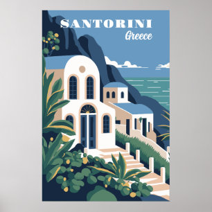 Aangepaste tekst Santorini Griekenland Poster
