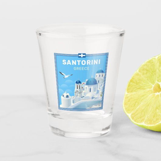 Aangepaste tekst Santorini Griekenland Shot Glas (Voorkant)