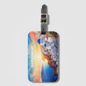 Aangepaste tekst Santorini Griekenland Sunset Bagagelabel (Voorkant (verticaal))