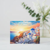 Aangepaste tekst Santorini Griekenland Sunset Briefkaart (Staand voorkant)