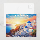 Aangepaste tekst Santorini Griekenland Sunset Briefkaart (Voorkant / Achterkant)