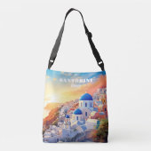 Aangepaste tekst Santorini Griekenland Sunset Crossbody Tas (Achterkant)
