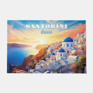 Aangepaste tekst Santorini Griekenland Sunset Deurmat