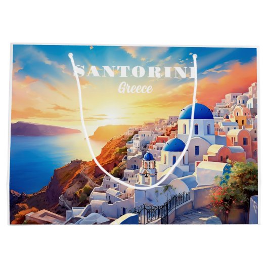 Aangepaste tekst Santorini Griekenland Sunset Groot Cadeauzakje (Achterkant)
