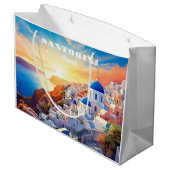 Aangepaste tekst Santorini Griekenland Sunset Groot Cadeauzakje (Achterkant Gekanteld)