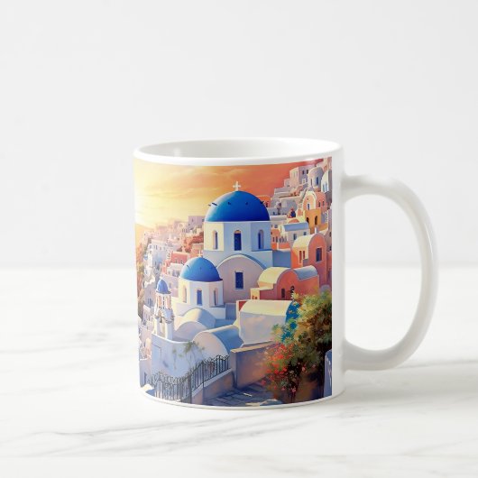 Aangepaste tekst Santorini Griekenland Sunset Koffiemok (Rechts)