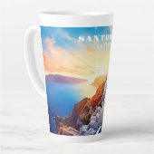 Aangepaste tekst Santorini Griekenland Sunset Latte Mok (Linkerhoek)