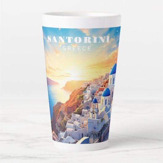 Aangepaste tekst Santorini Griekenland Sunset Latte Mok (Voorkant)