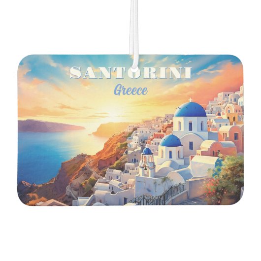 Aangepaste tekst Santorini Griekenland Sunset Luchtverfrisser (Voorkant)