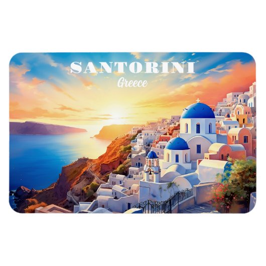 Aangepaste tekst Santorini Griekenland Sunset Magneet (Horizontaal)