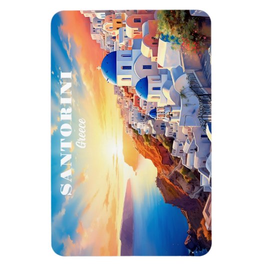 Aangepaste tekst Santorini Griekenland Sunset Magneet (Verticaal)