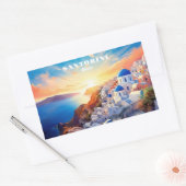 Aangepaste tekst Santorini Griekenland Sunset Rechthoekige Sticker (Envelop)