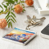 Aangepaste tekst Santorini Griekenland Sunset Sleutelhanger (Zijkant)