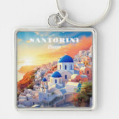 Aangepaste tekst Santorini Griekenland Sunset Sleutelhanger (Voorkant)