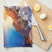 Aangepaste tekst Santorini Griekenland Sunset Theedoek (Quarter Fold)