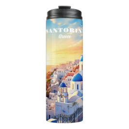 Aangepaste tekst Santorini Griekenland Sunset Thermosbeker