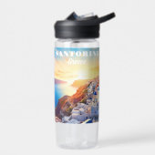 Aangepaste tekst Santorini Griekenland Sunset Waterfles (Links)
