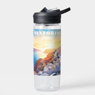Aangepaste tekst Santorini Griekenland Sunset Waterfles