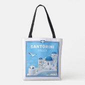 Aangepaste tekst Santorini Griekenland Tote Bag (Achterkant)