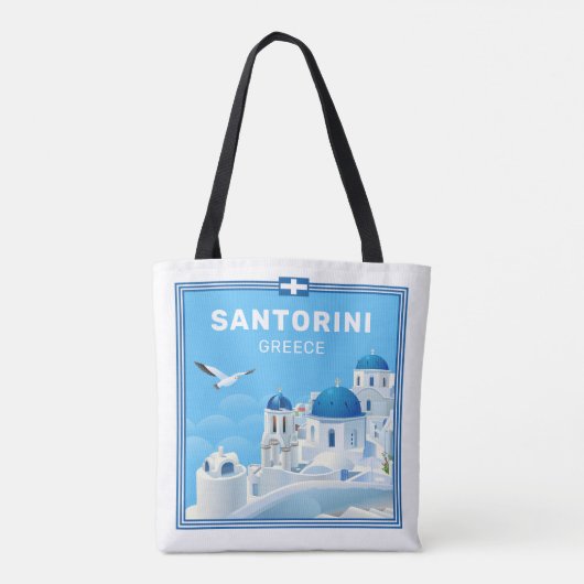 Aangepaste tekst Santorini Griekenland Tote Bag (Achterkant)
