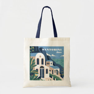 Aangepaste tekst Santorini Griekenland Tote Bag