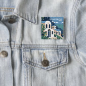 Aangepaste tekst Santorini Griekenland Vierkante Button 5,1 Cm (In situ)