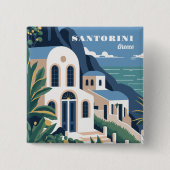 Aangepaste tekst Santorini Griekenland Vierkante Button 5,1 Cm (Voorkant)