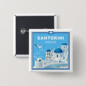 Aangepaste tekst Santorini Griekenland Vierkante Button 5,1 Cm (Voorkant /achterkant)